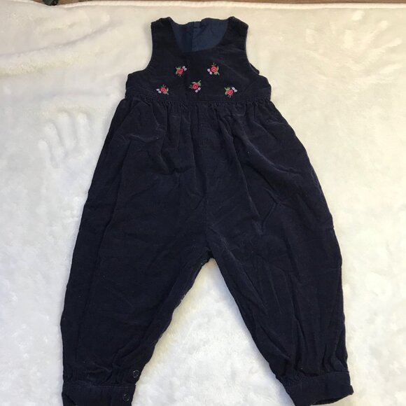 Hartstrings Baby Embroidered Corduroy Jumpsuit Girls Size 24M Navy 100% Cotton‎ - Picture 6 of 9
